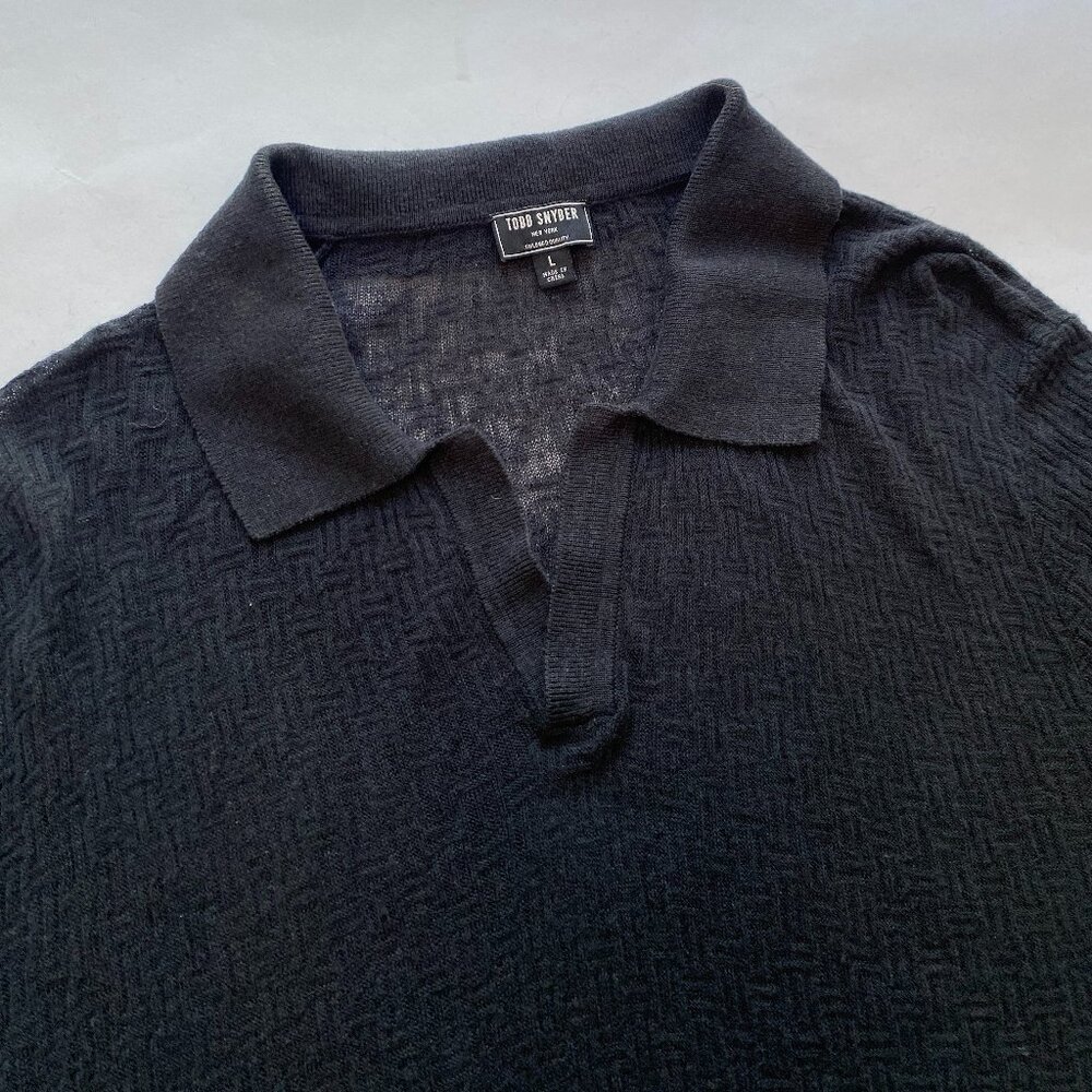 Todd Snyder Black Montauk Polo Design Sz Large
